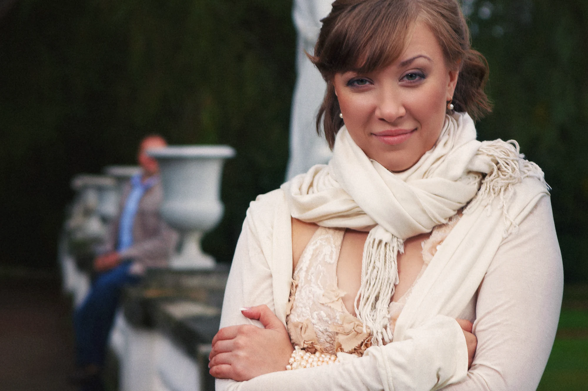 Wedding photographer in Italy capturing romantic bridal portrait outdoors